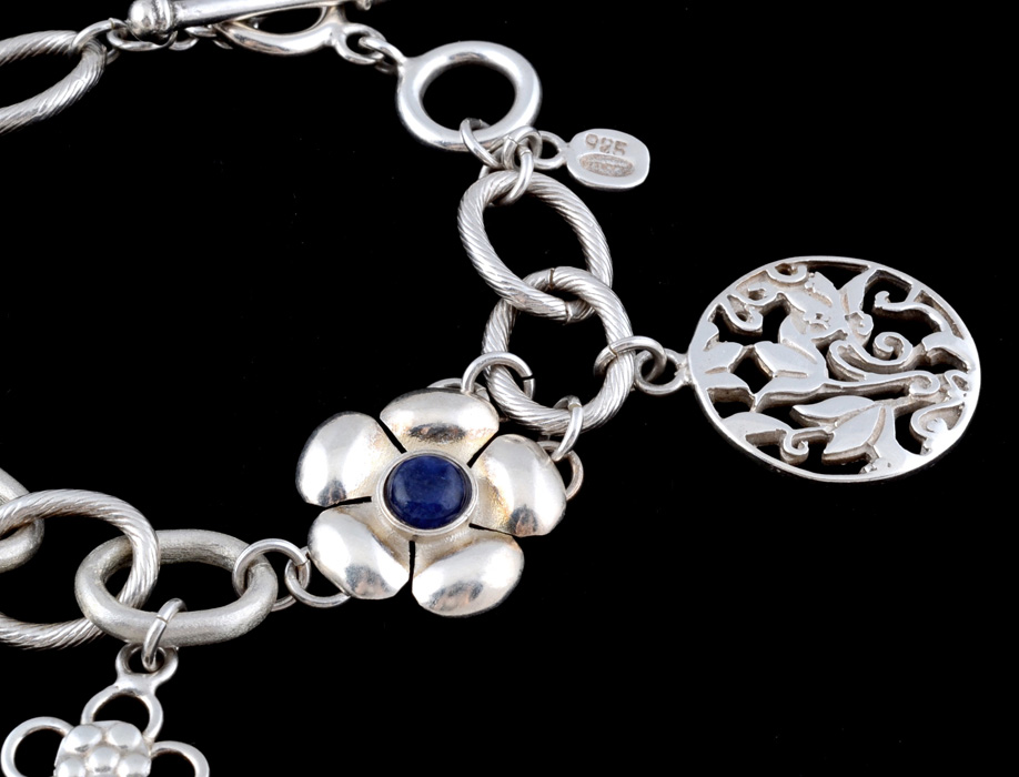 Sterling Silver Charm Link Bracelet