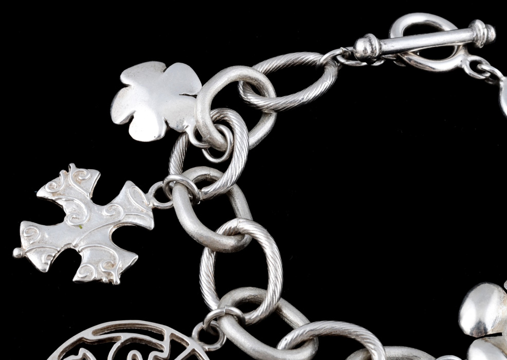Sterling Silver Charm Link Bracelet