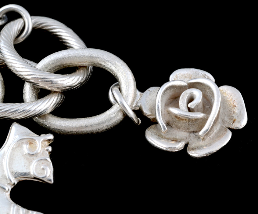 Sterling Silver Charm Link Bracelet