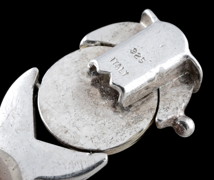 Italian Sterling Silver "Hugs and Kisses" Two Tone Link Bracelet