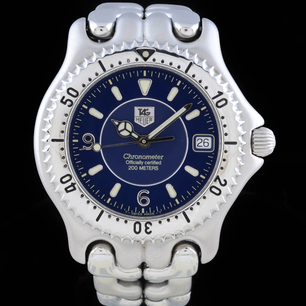 Men's Tag Heuer Certified Chronometer 200m Stainless Steel Automatic Swiss Made Blue Bristwatch