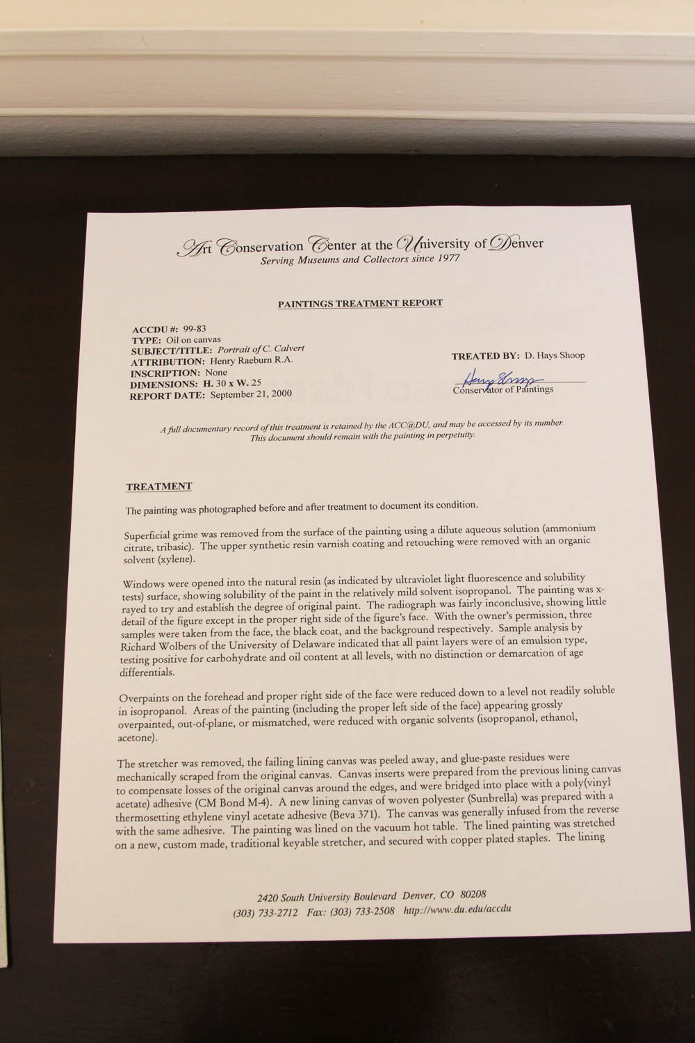 Important Sir Henry Raeburn Original Oil Painting on Canvas, "Portrait of C. Calvert R. W. S"