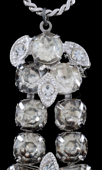 Vintage Eisenberg Ice Rhinestone Drop Pendant Chain Necklace with "Eisenberg Jewelry" Box