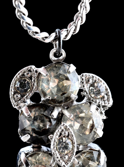 Vintage Eisenberg Ice Rhinestone Drop Pendant Chain Necklace with "Eisenberg Jewelry" Box