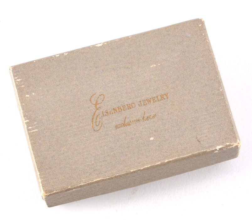 Vintage Eisenberg Ice Rhinestone Drop Pendant Chain Necklace with "Eisenberg Jewelry" Box