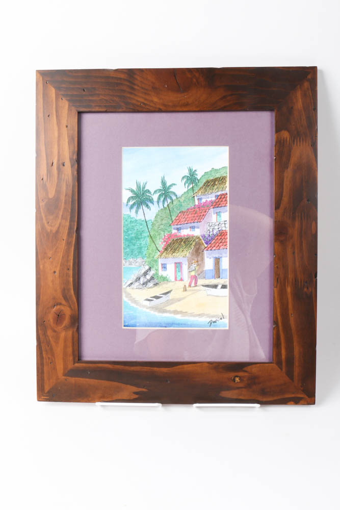 Pair of Framed Caribbean Watercolors