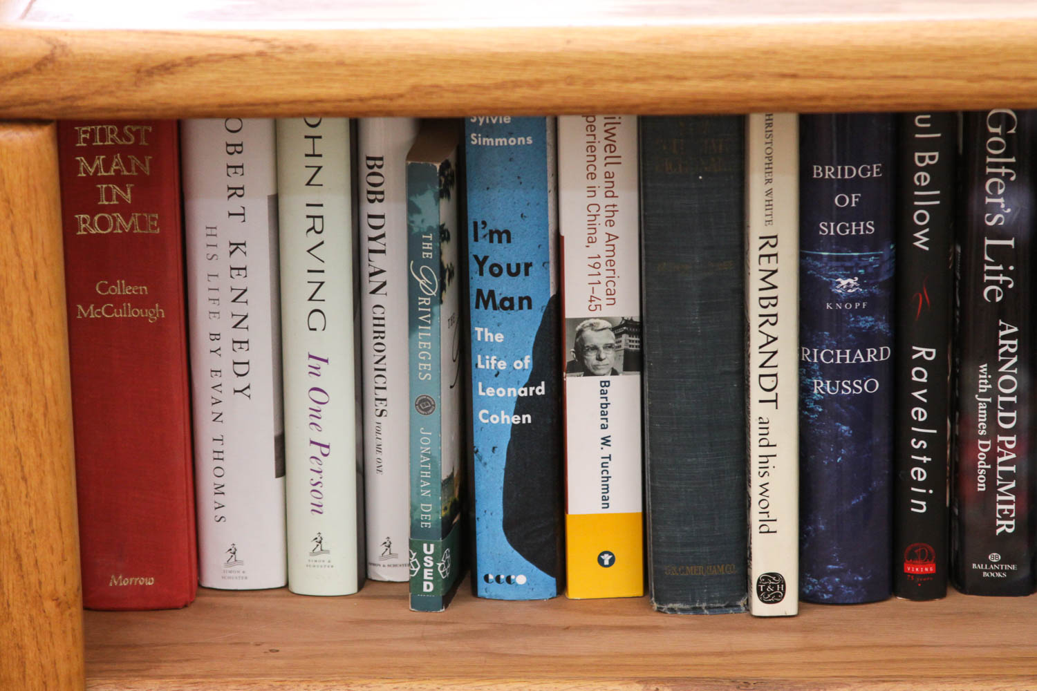 Oak Book Shelf with 75 Books