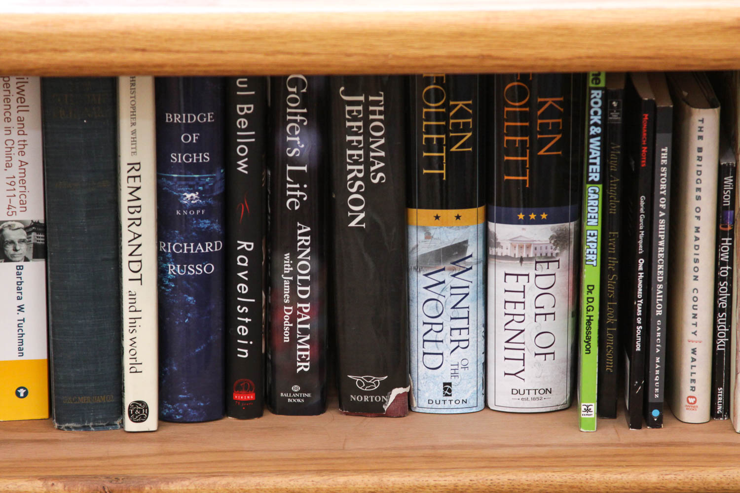 Oak Book Shelf with 75 Books