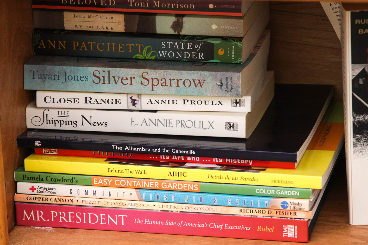 Oak Book Shelf with 75 Books