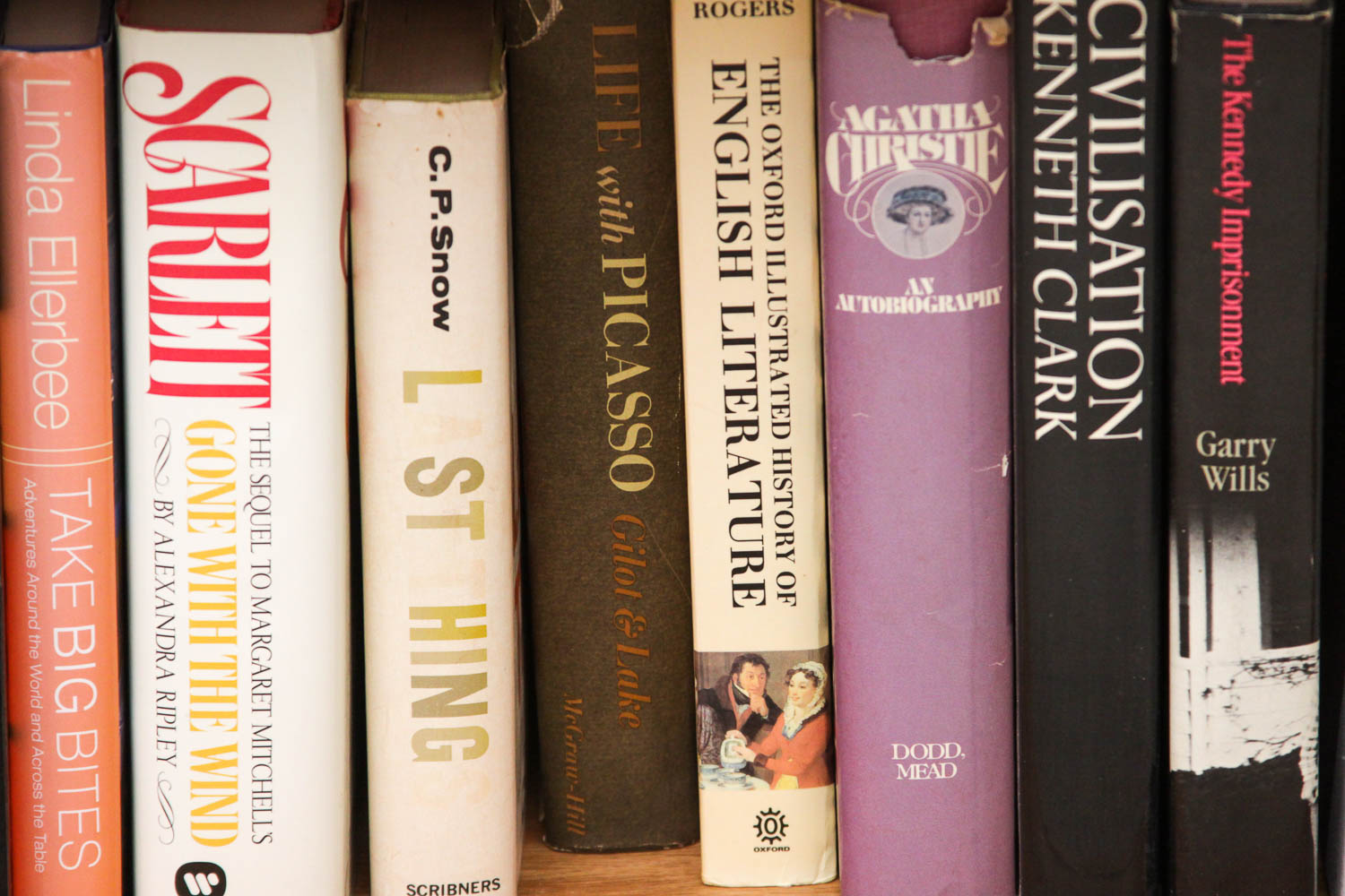 Oak Book Shelf with 75 Books