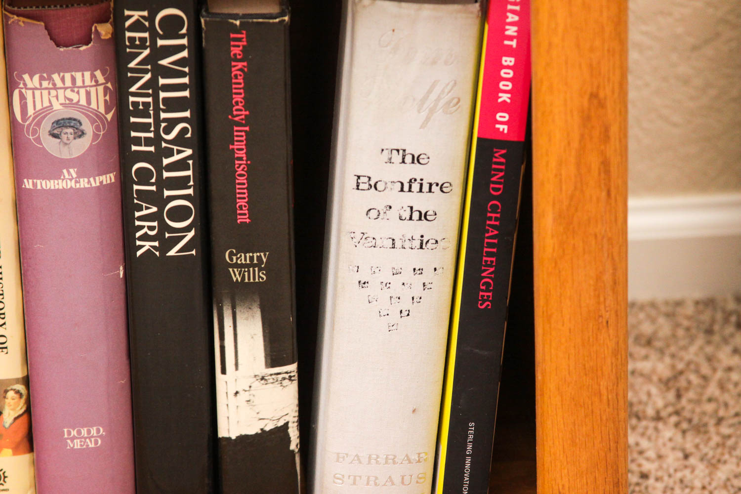 Oak Book Shelf with 75 Books