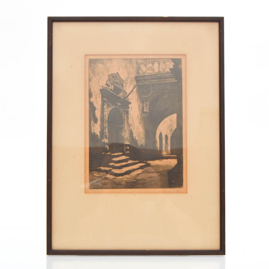 Limited Edition Etching of Street Scene