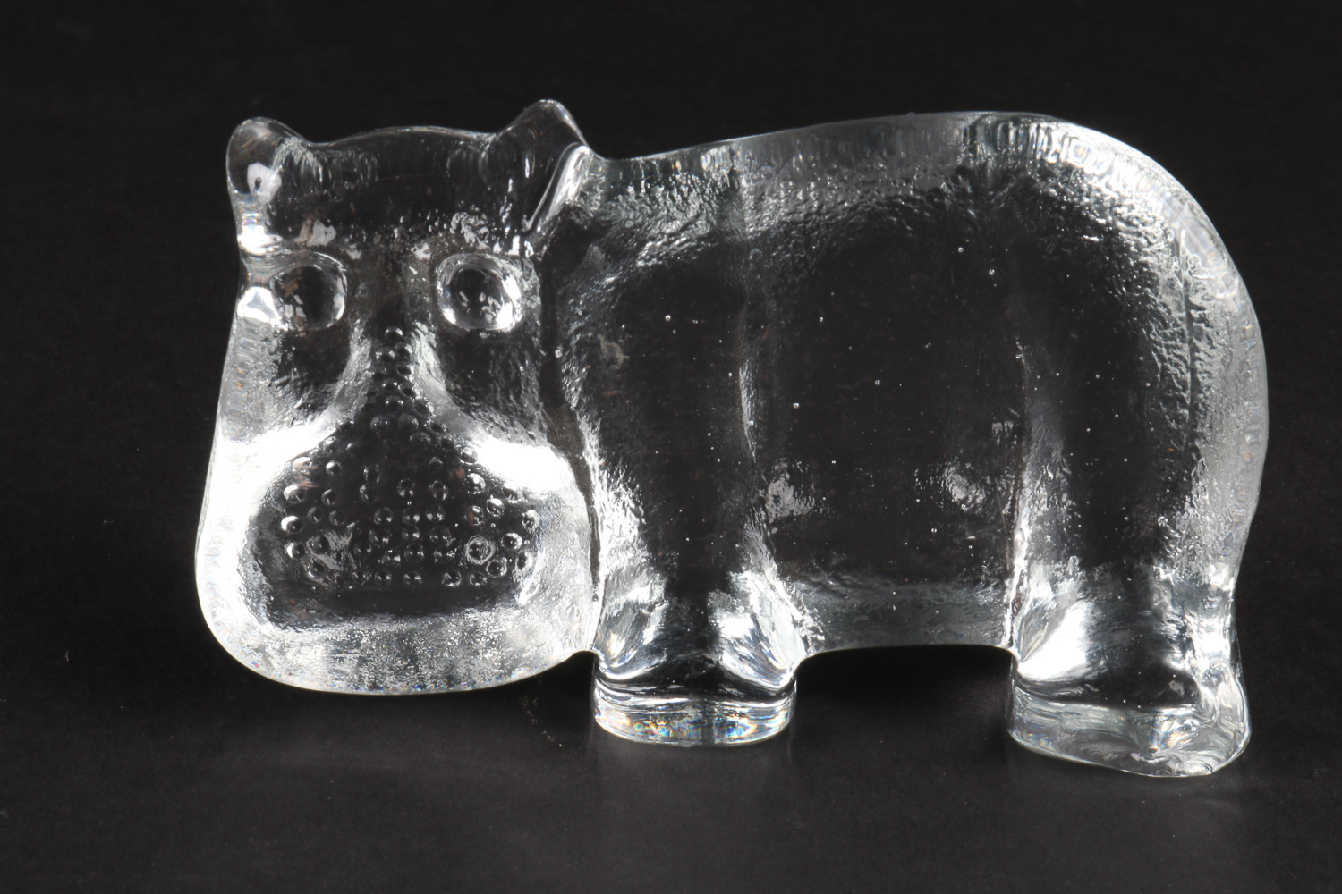 "Zoo Animal" Glass Hippo and Elephant by Erik Hoglund for Kosta Boda