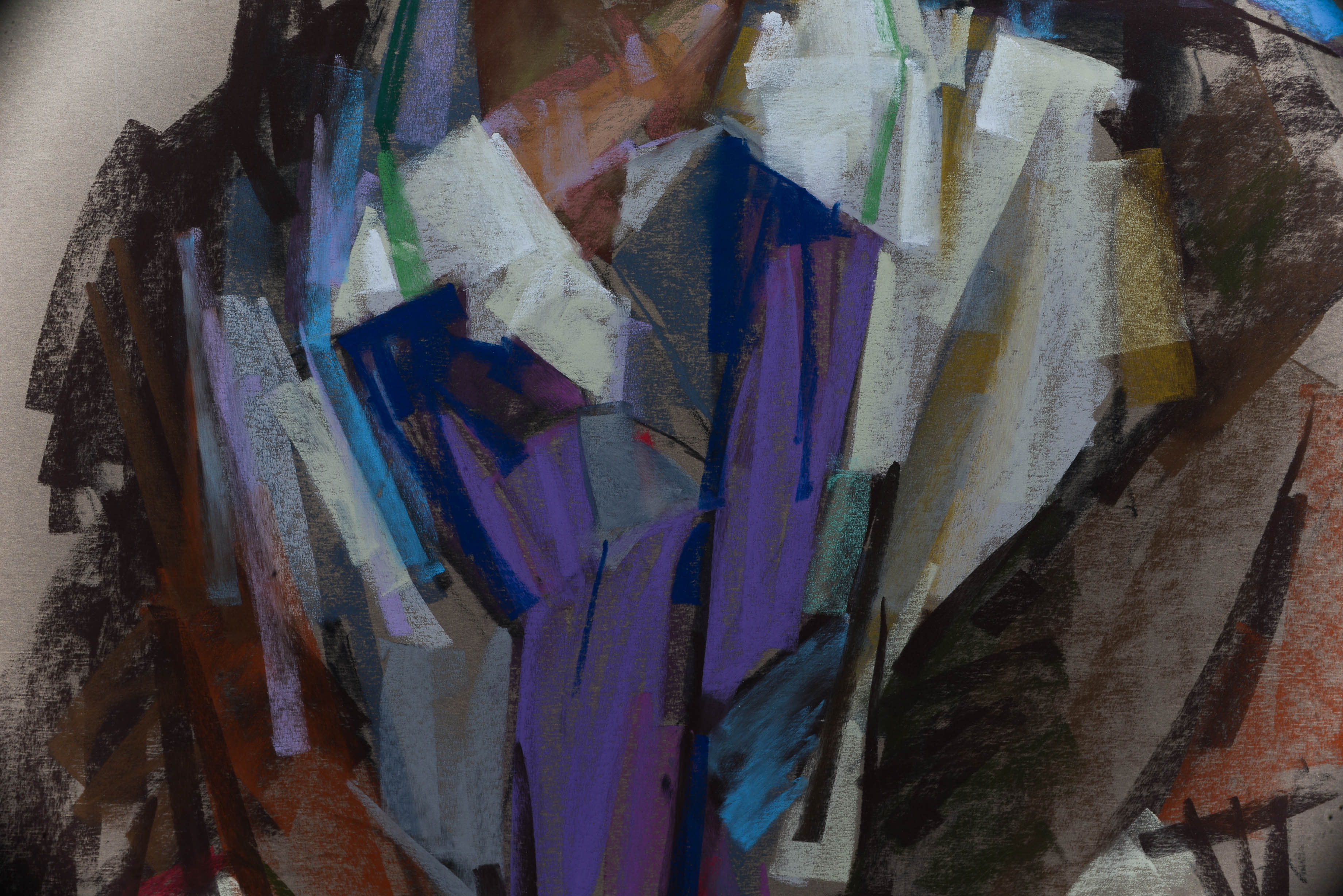 Signed Ted Robertson Oil Pastel Drawing "Demo"