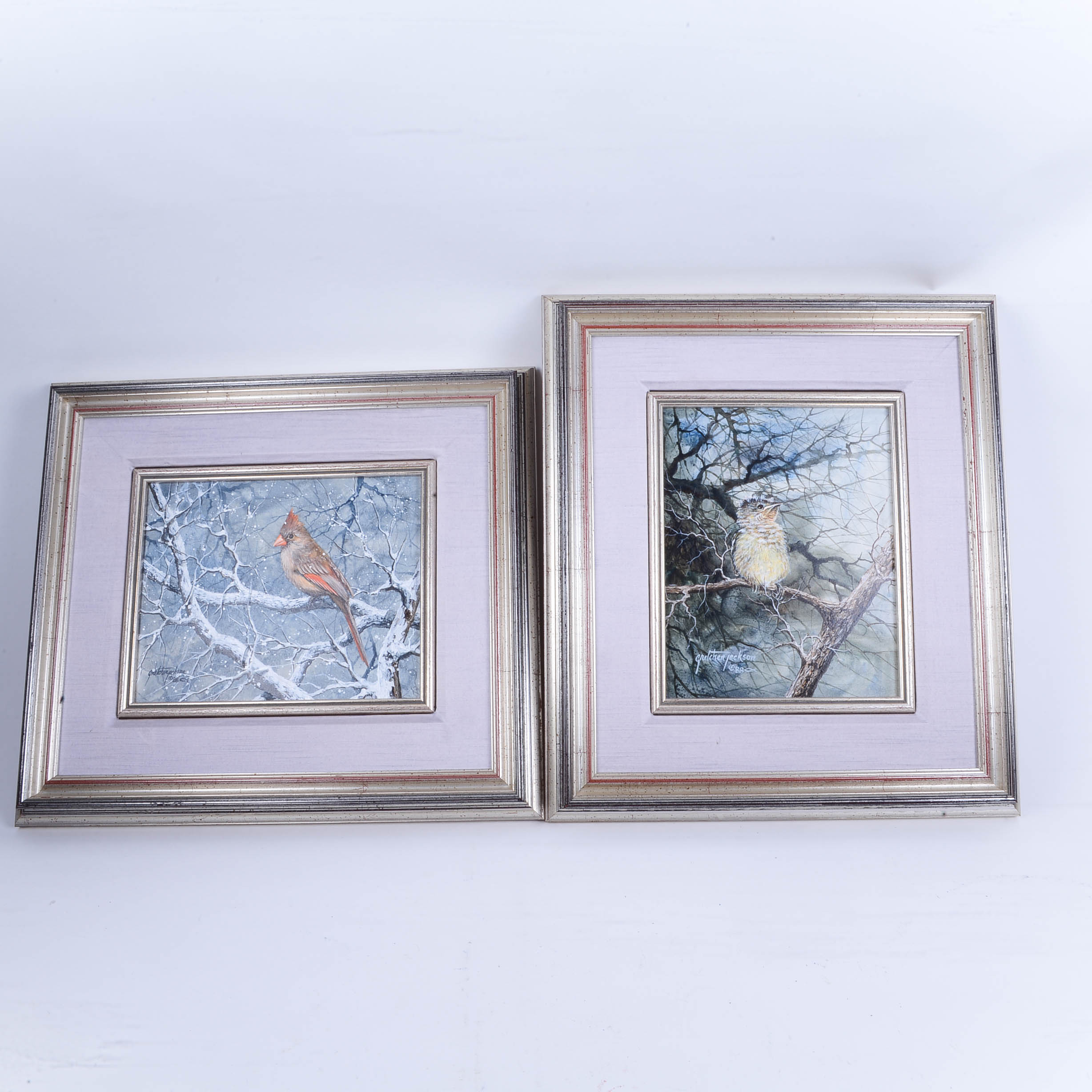 Pair of Framed Bird Paintings by Gretchen Jackson