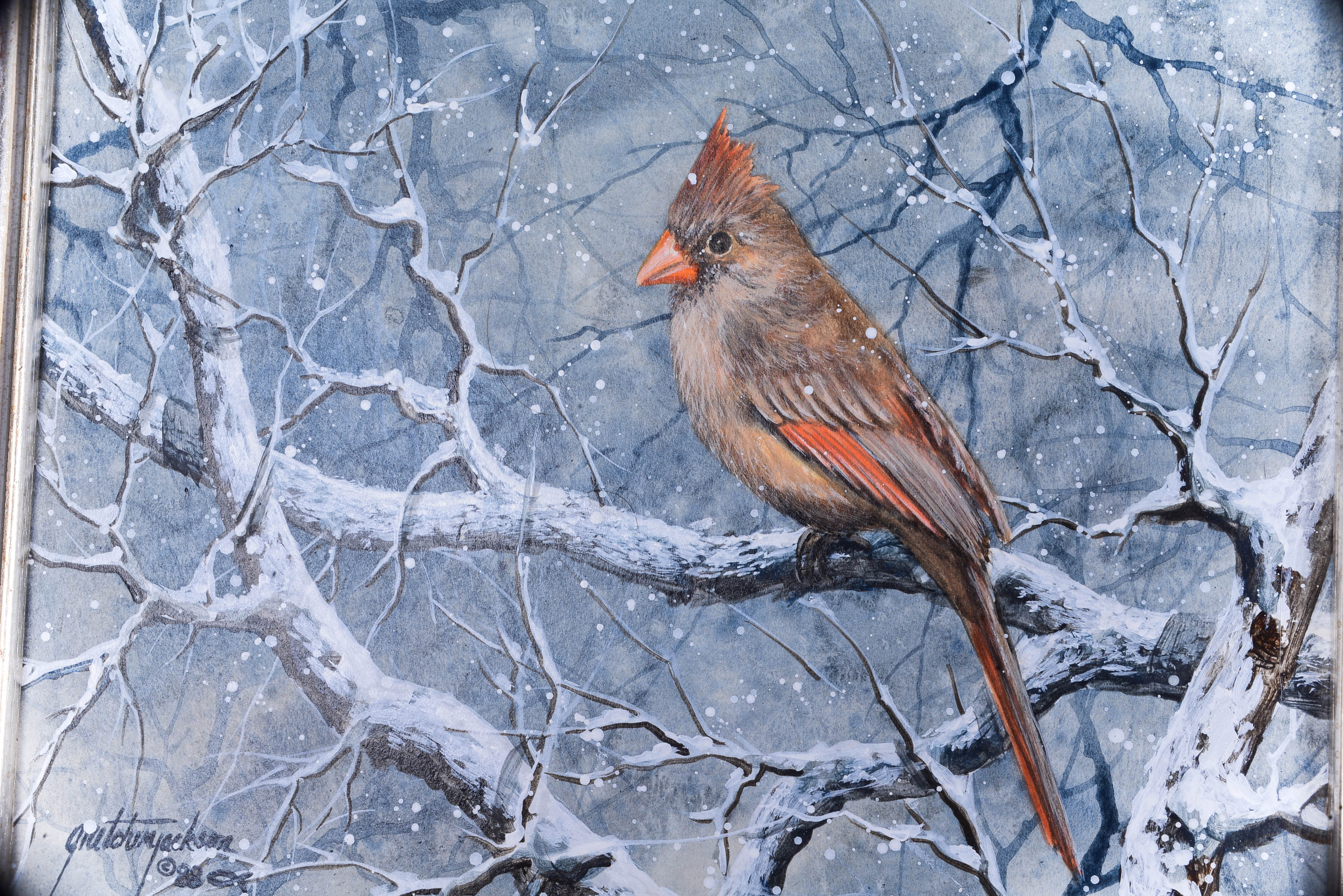 Pair of Framed Bird Paintings by Gretchen Jackson