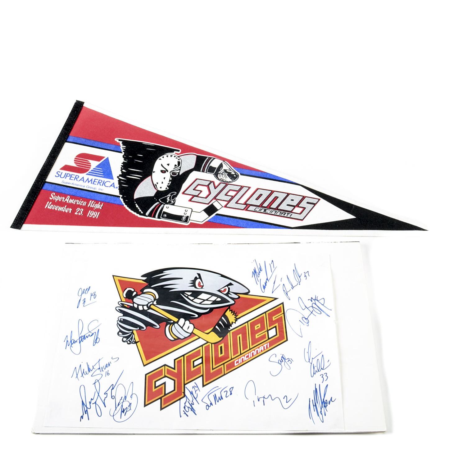 Cyclones Signed Logo Sign with Pennant