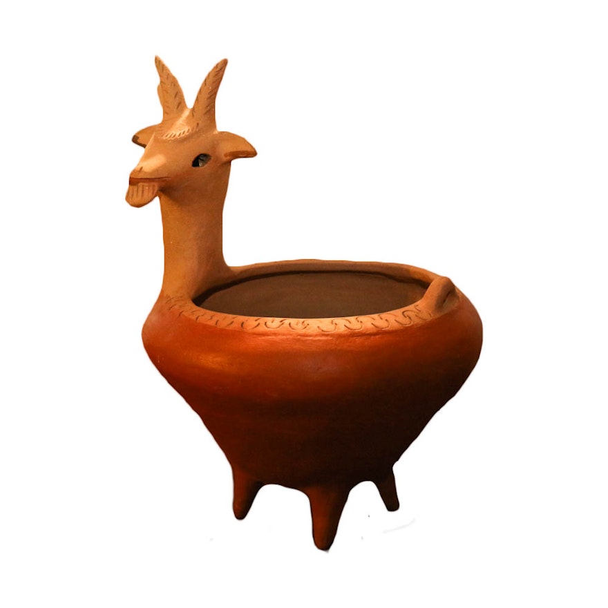 Large Terracotta Goat Planter Pot