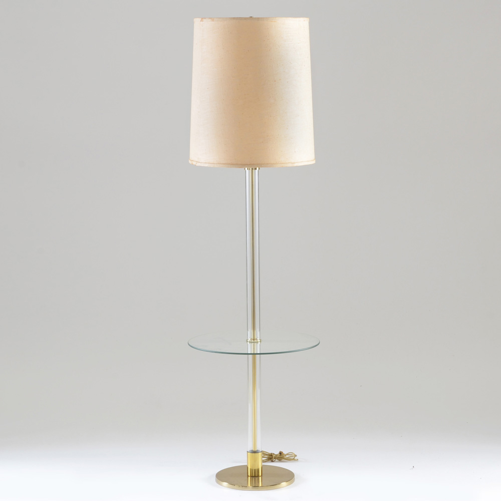 Laurel Lamp Company Brass and Glass Floor Lamp with Table