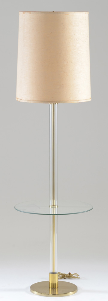 Laurel Lamp Company Brass and Glass Floor Lamp with Table