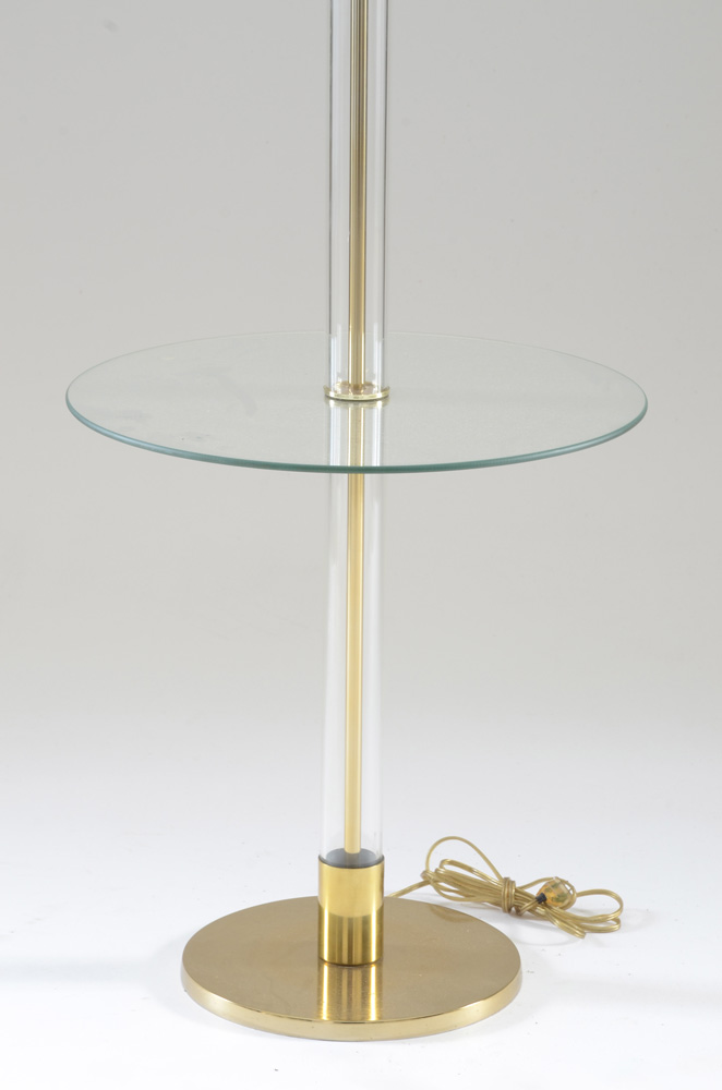 Laurel Lamp Company Brass and Glass Floor Lamp with Table