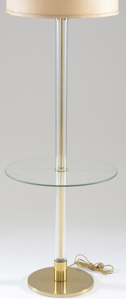 Laurel Lamp Company Brass and Glass Floor Lamp with Table
