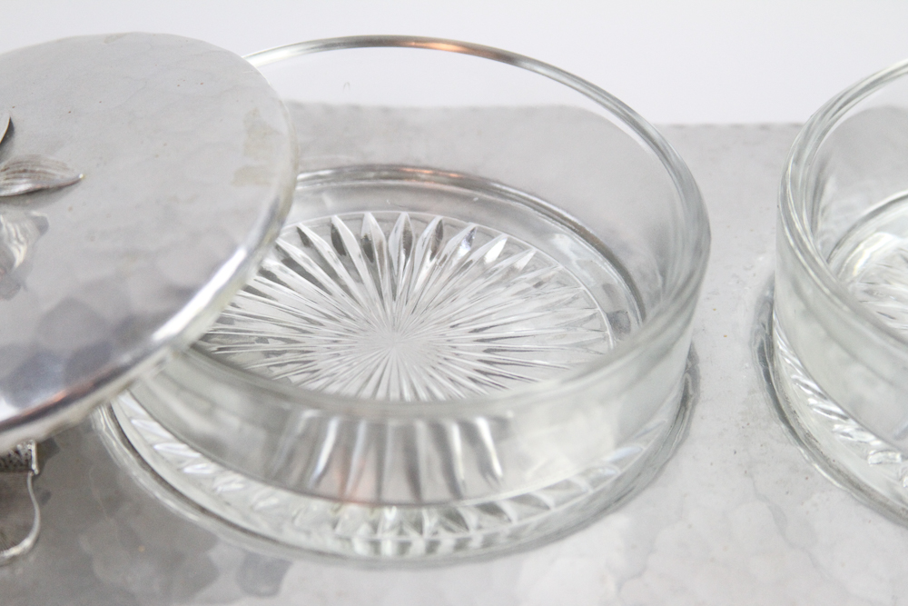 Assortment of Metal Serving Pieces incl. Hammered Aluminum