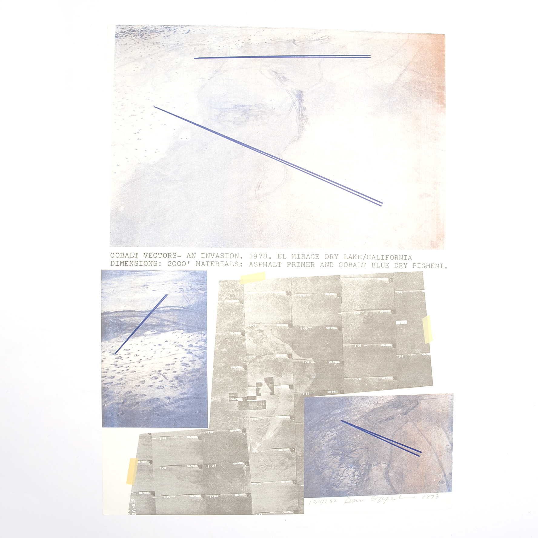 Dennis Oppenheim Signed Limited Edition Lithograph "Blue Vectors - an Invasion"