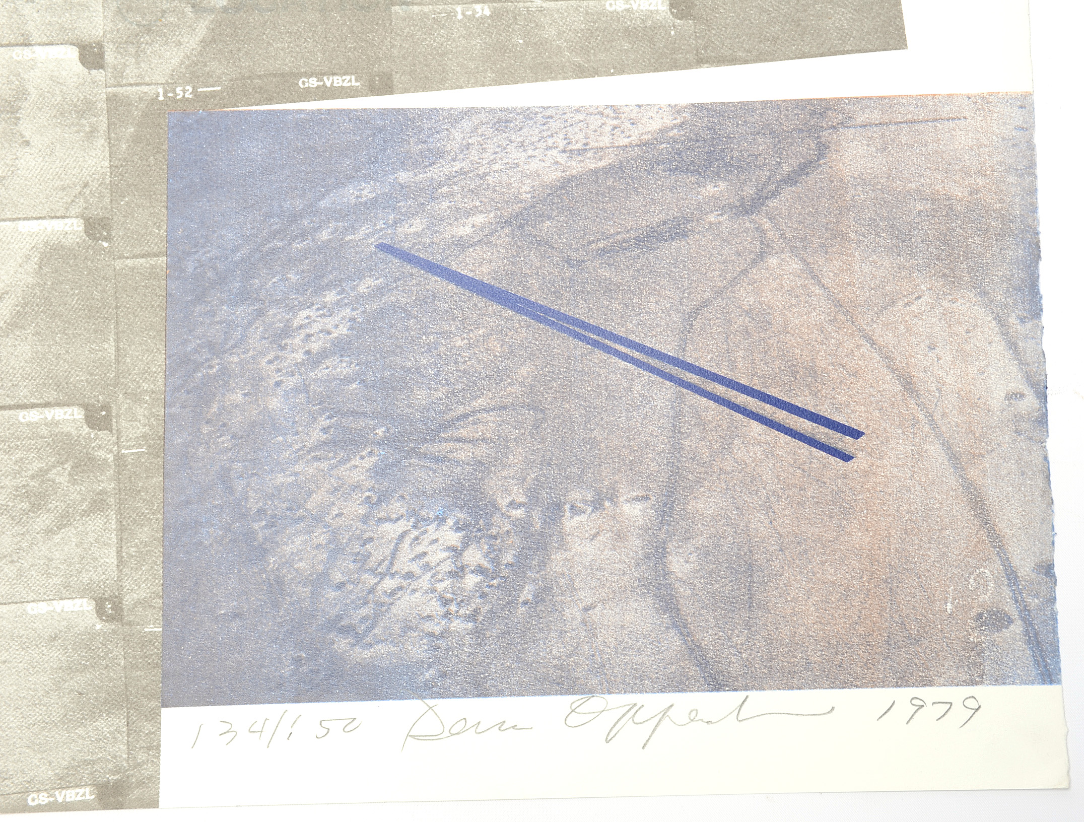 Dennis Oppenheim Signed Limited Edition Lithograph "Blue Vectors - an Invasion"