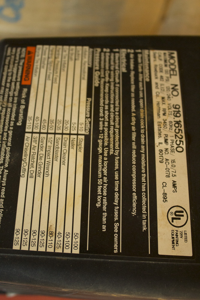 Craftsman 5HP 25Gal Air Compressor