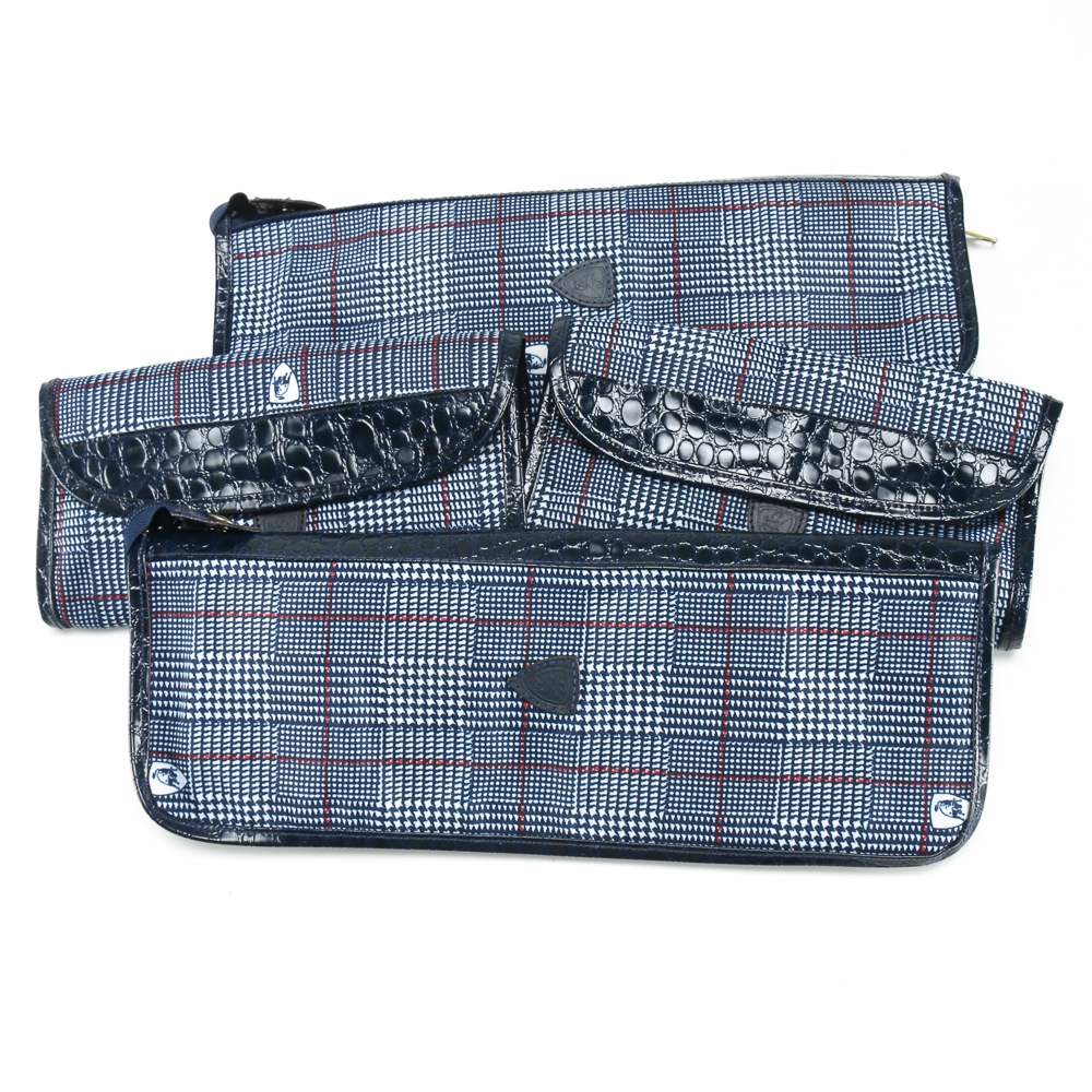 Tonino Lamborghini Blue and White Plaid Luggage Cases