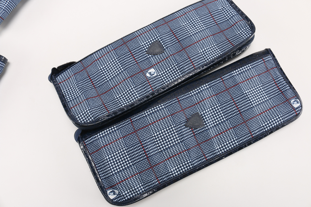 Tonino Lamborghini Blue and White Plaid Luggage Cases