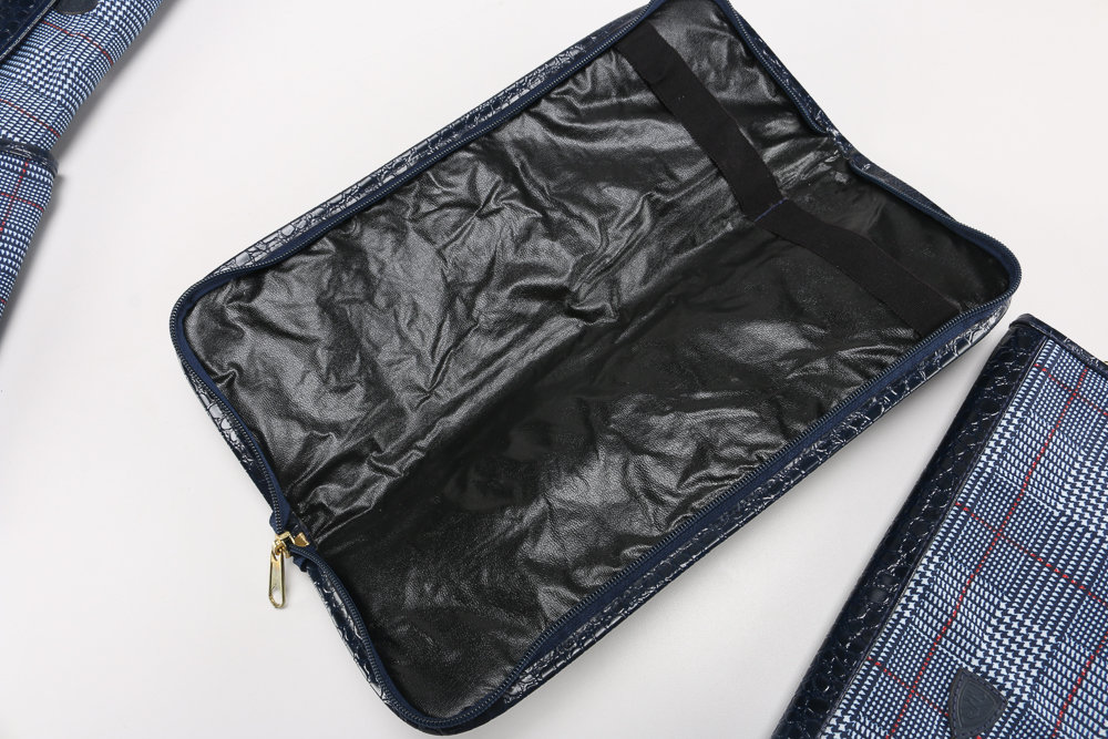 Tonino Lamborghini Blue and White Plaid Luggage Cases