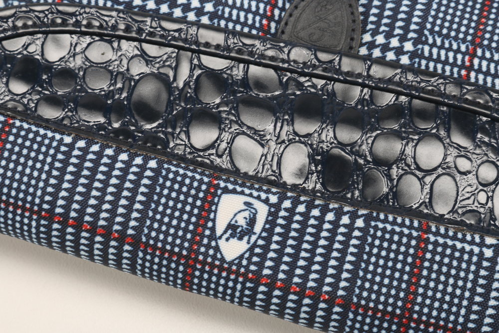 Tonino Lamborghini Blue and White Plaid Luggage Cases