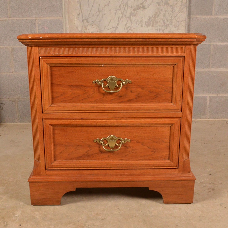 Two Drawer Nightstand in Golden Oak Finish
