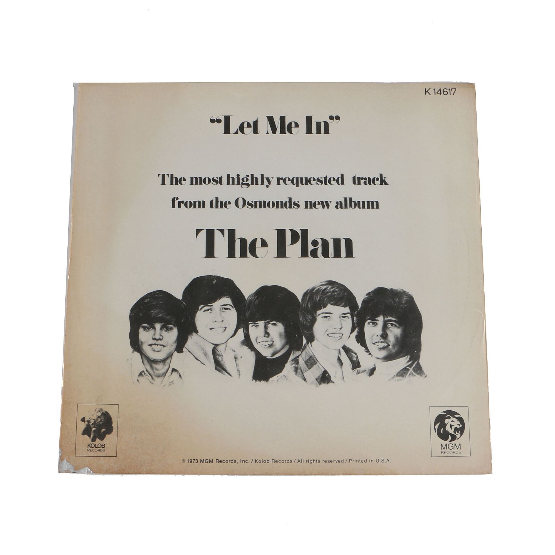 1973 Osmonds Brothers "Let Me In" Record Sleeve Gardens