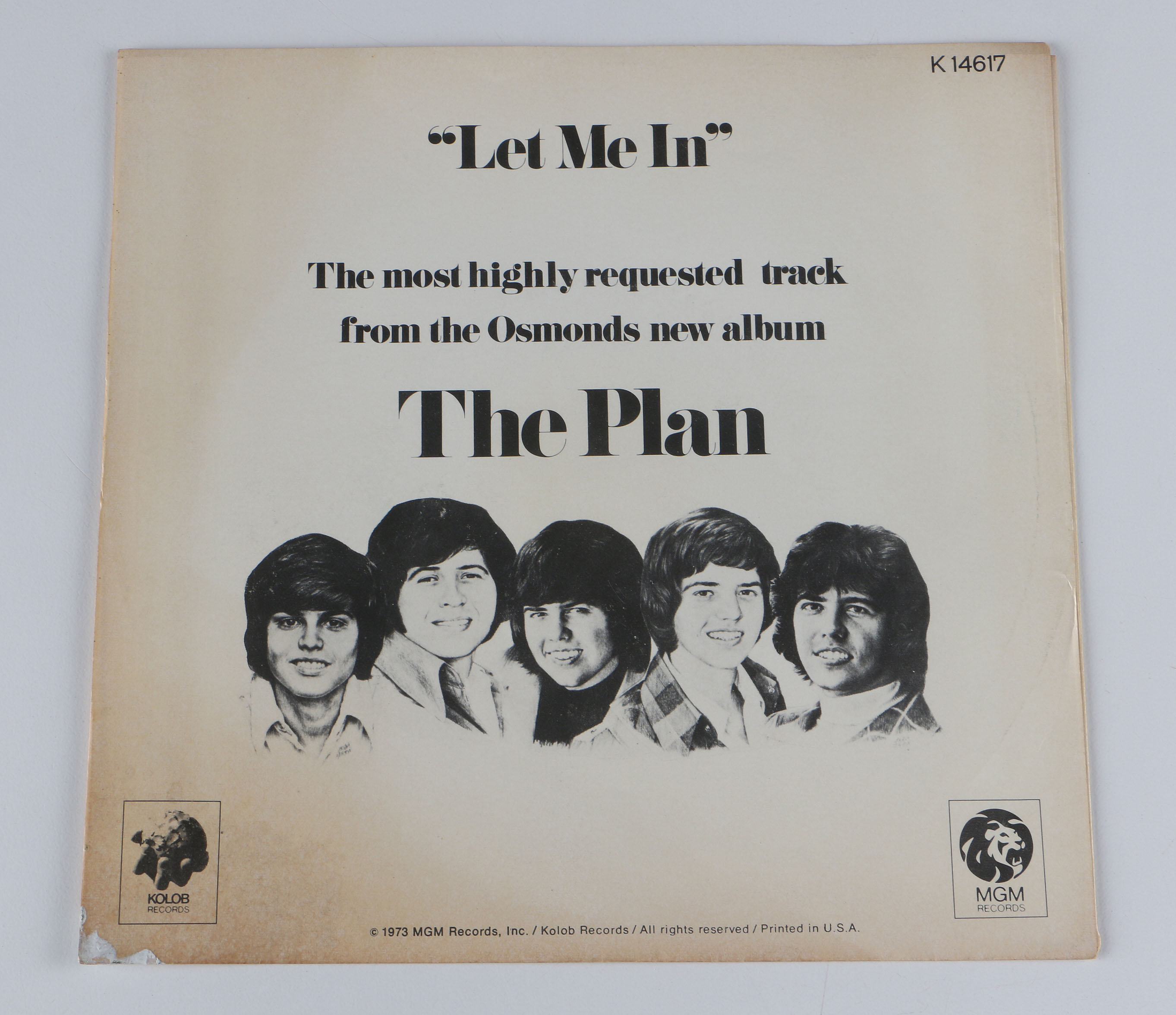 1973 Osmonds Brothers "Let Me In" Record Sleeve Gardens