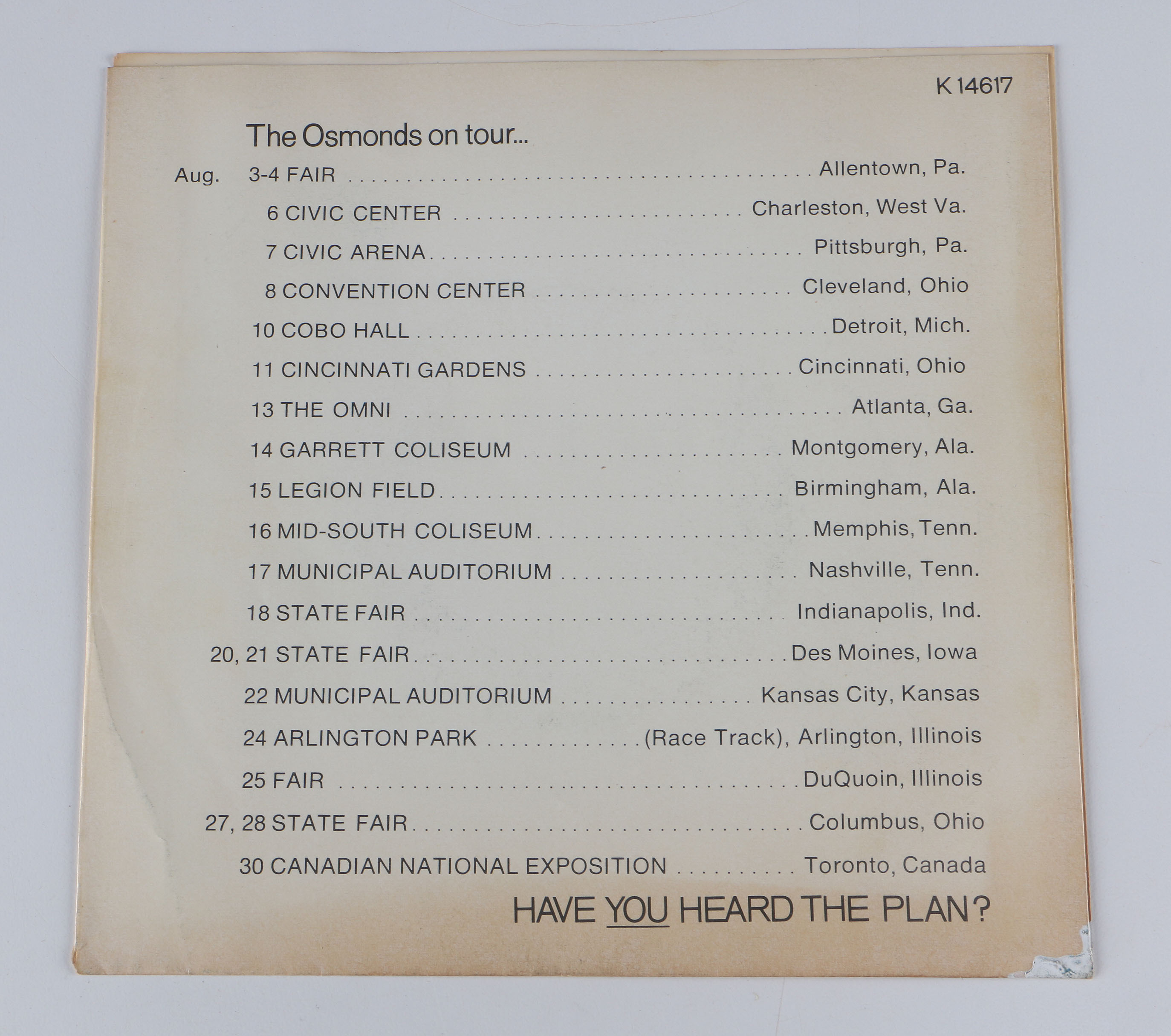 1973 Osmonds Brothers "Let Me In" Record Sleeve Gardens