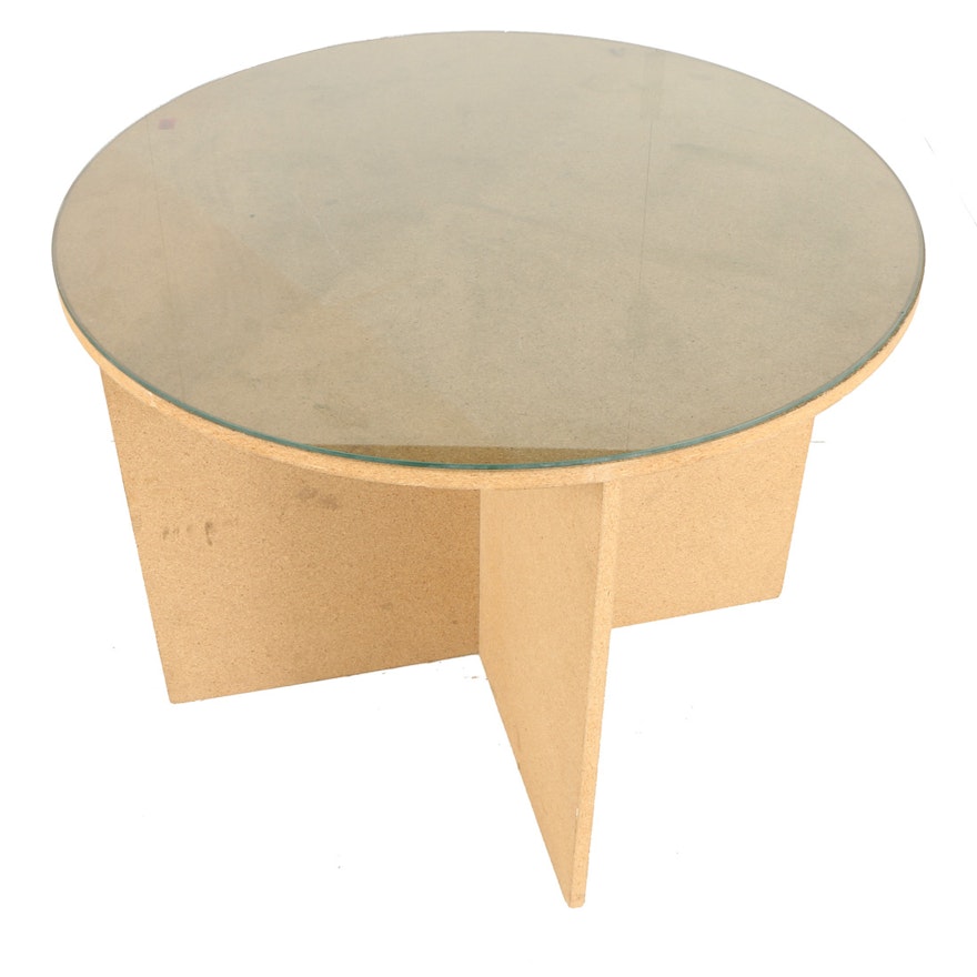 Particle Board Table With Glass Top