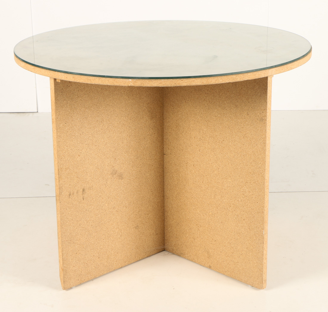 Particle Board Table With Glass Top