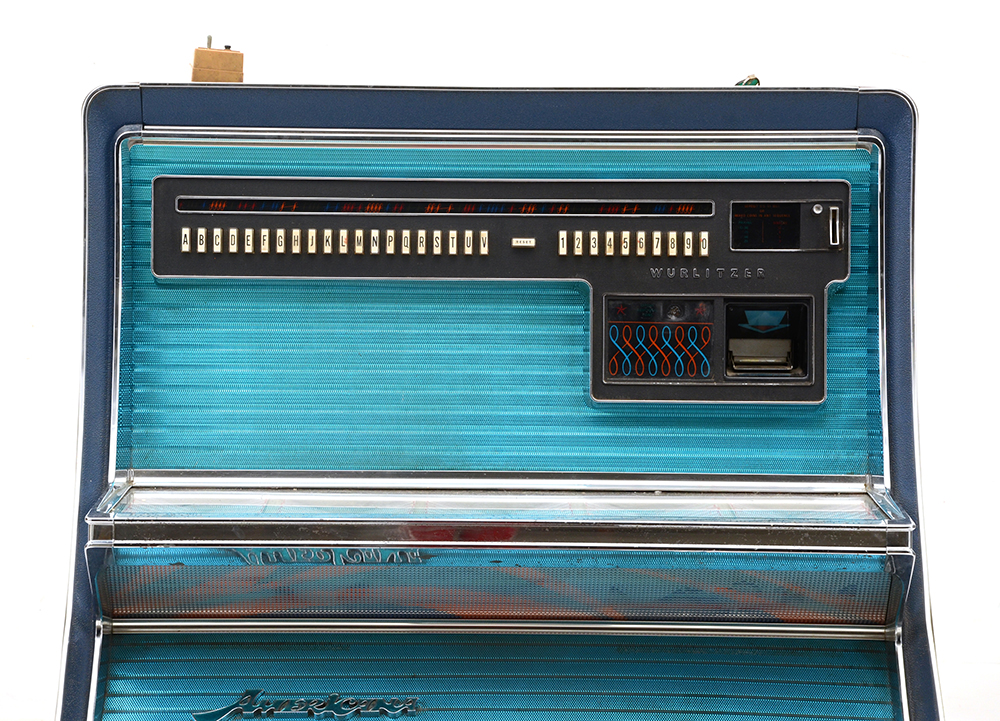 Wurlitzer "Americana" Vinyl Jukebox c. 1970s with Records and Accessories