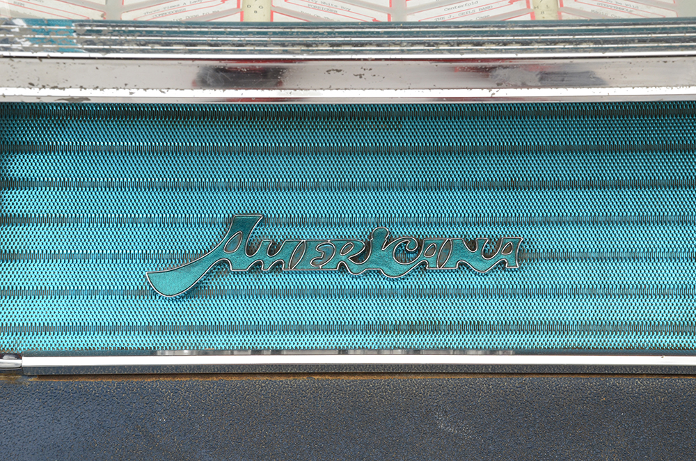 Wurlitzer "Americana" Vinyl Jukebox c. 1970s with Records and Accessories