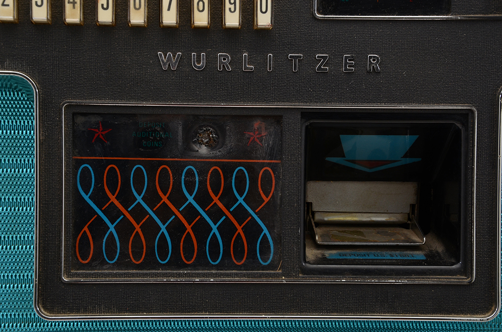 Wurlitzer "Americana" Vinyl Jukebox c. 1970s with Records and Accessories