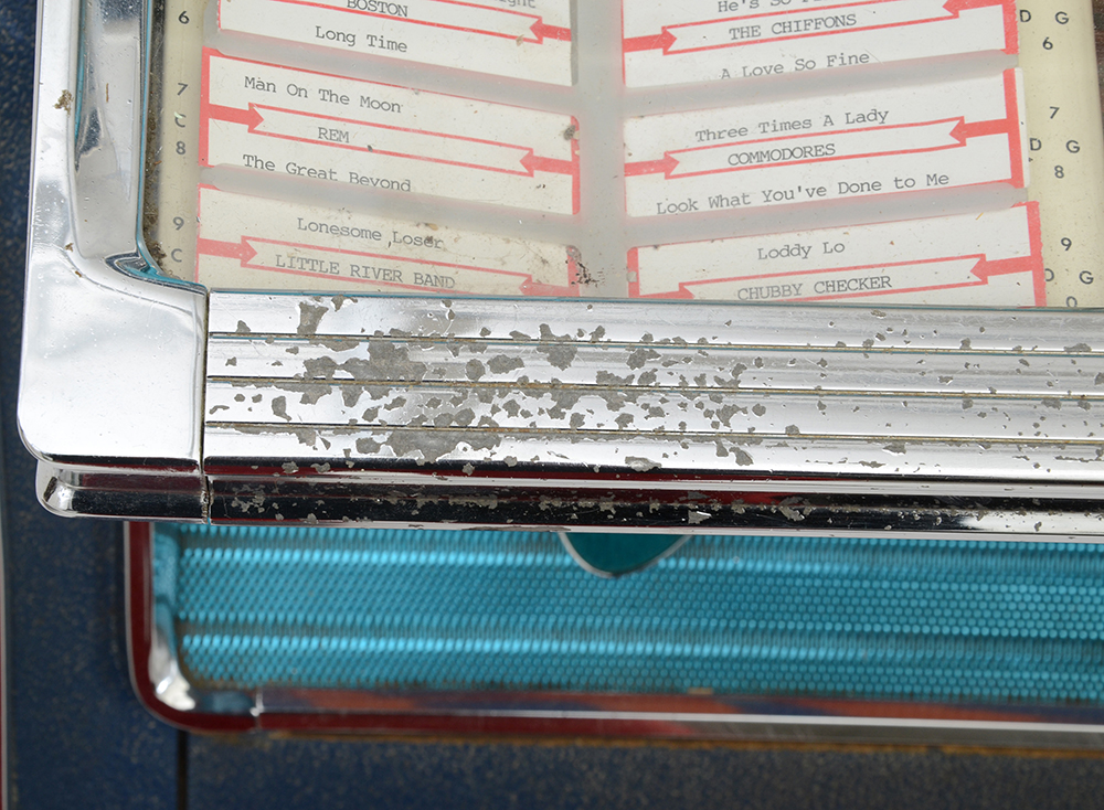 Wurlitzer "Americana" Vinyl Jukebox c. 1970s with Records and Accessories