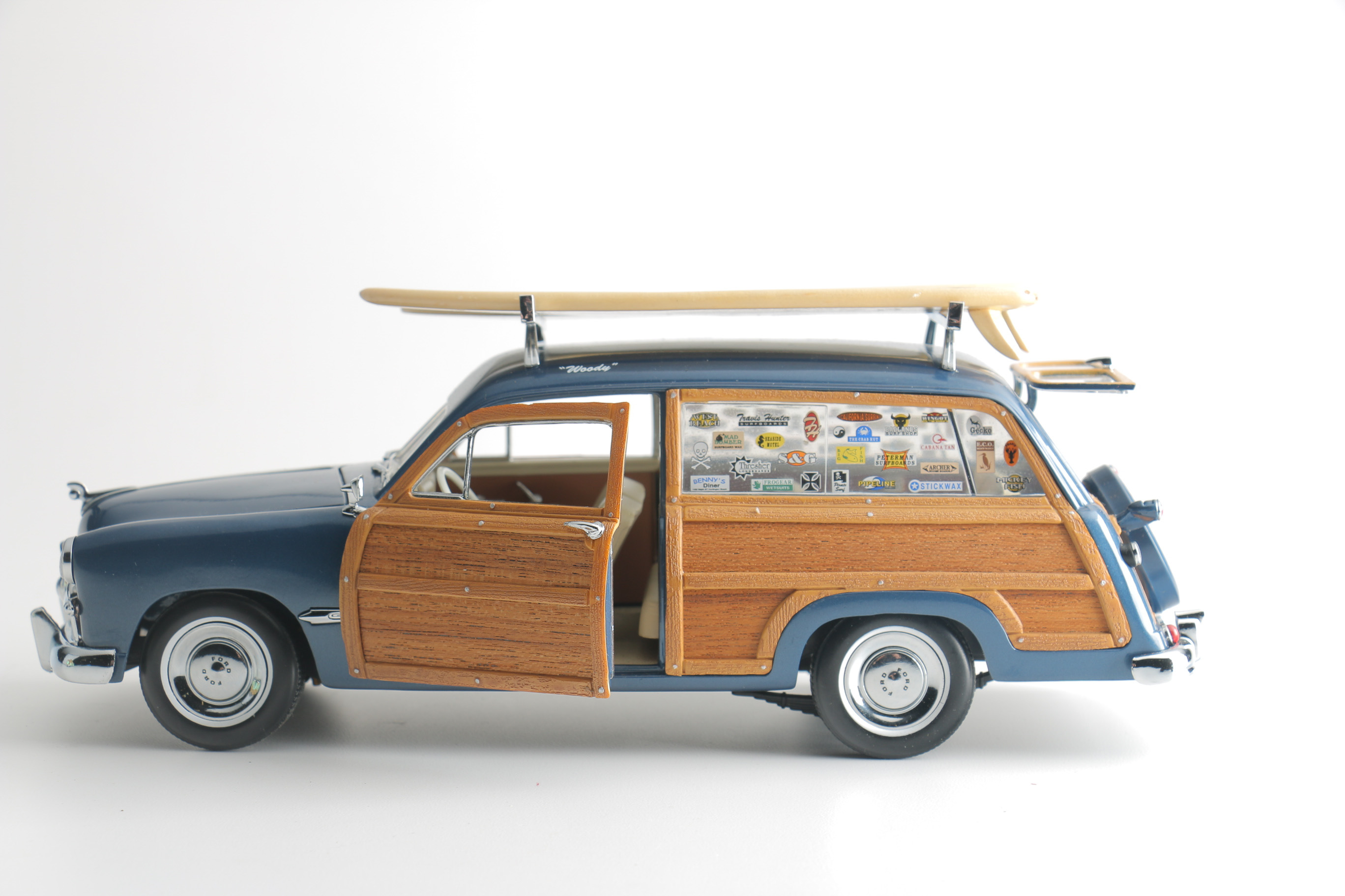 Pair of Die-Cast 1940s Ford Woodie Surfing Replicas