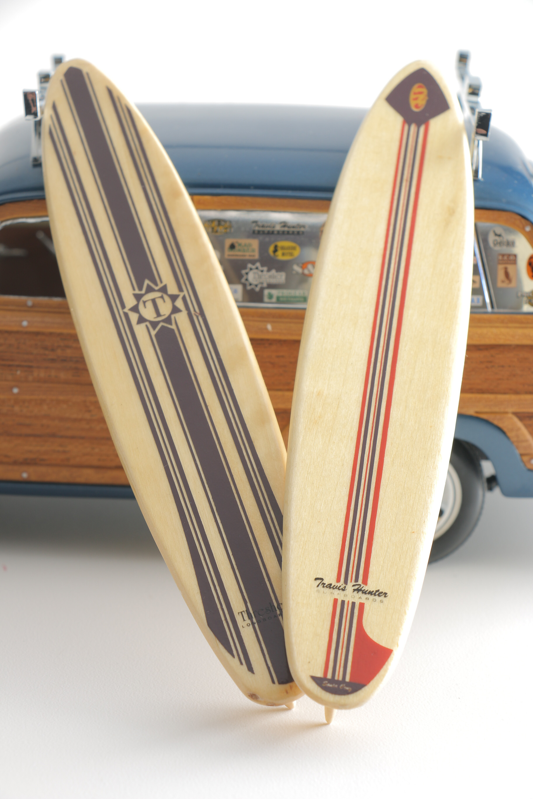 Pair of Die-Cast 1940s Ford Woodie Surfing Replicas