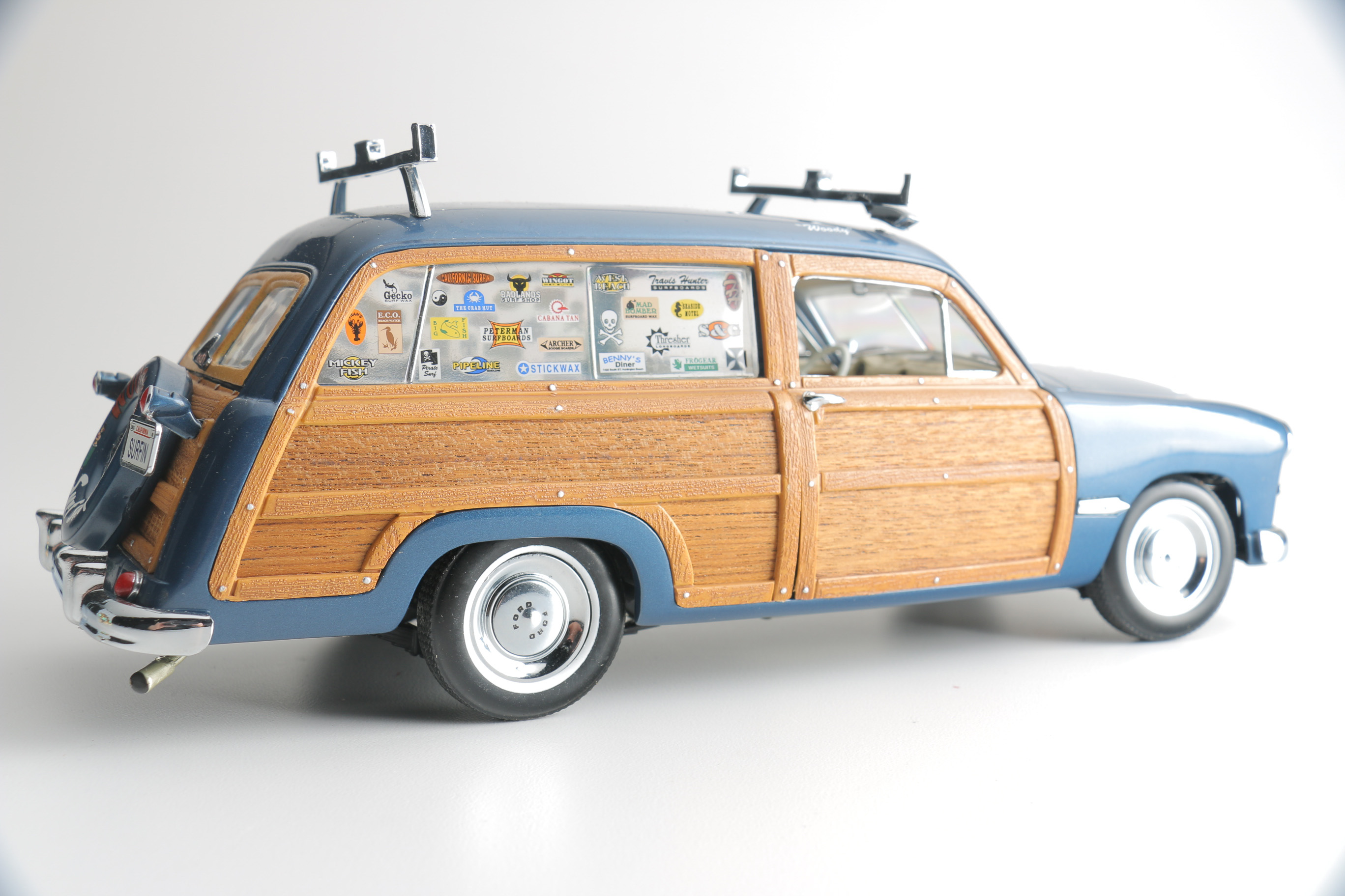 Pair of Die-Cast 1940s Ford Woodie Surfing Replicas