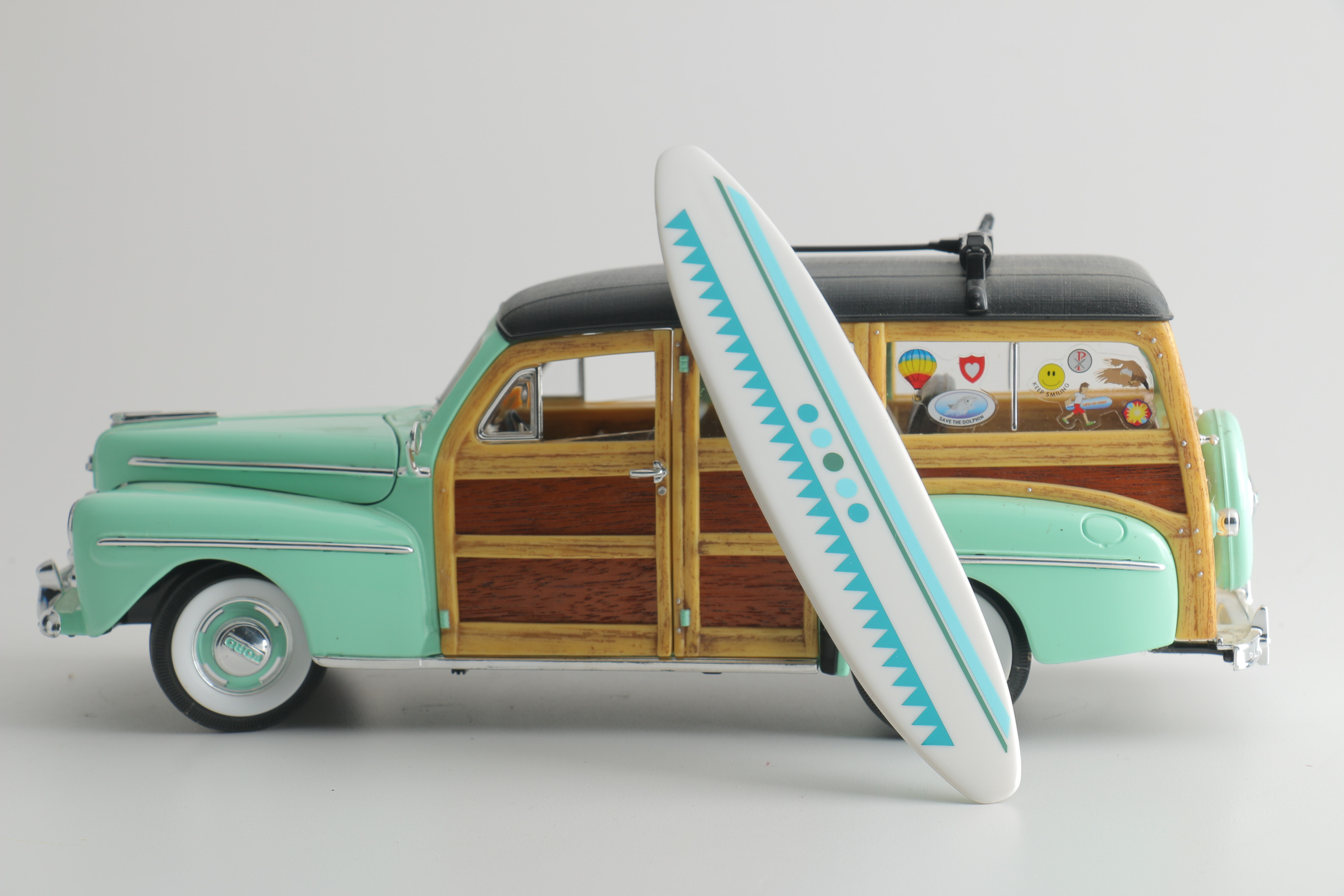 Pair of Die-Cast 1940s Ford Woodie Surfing Replicas