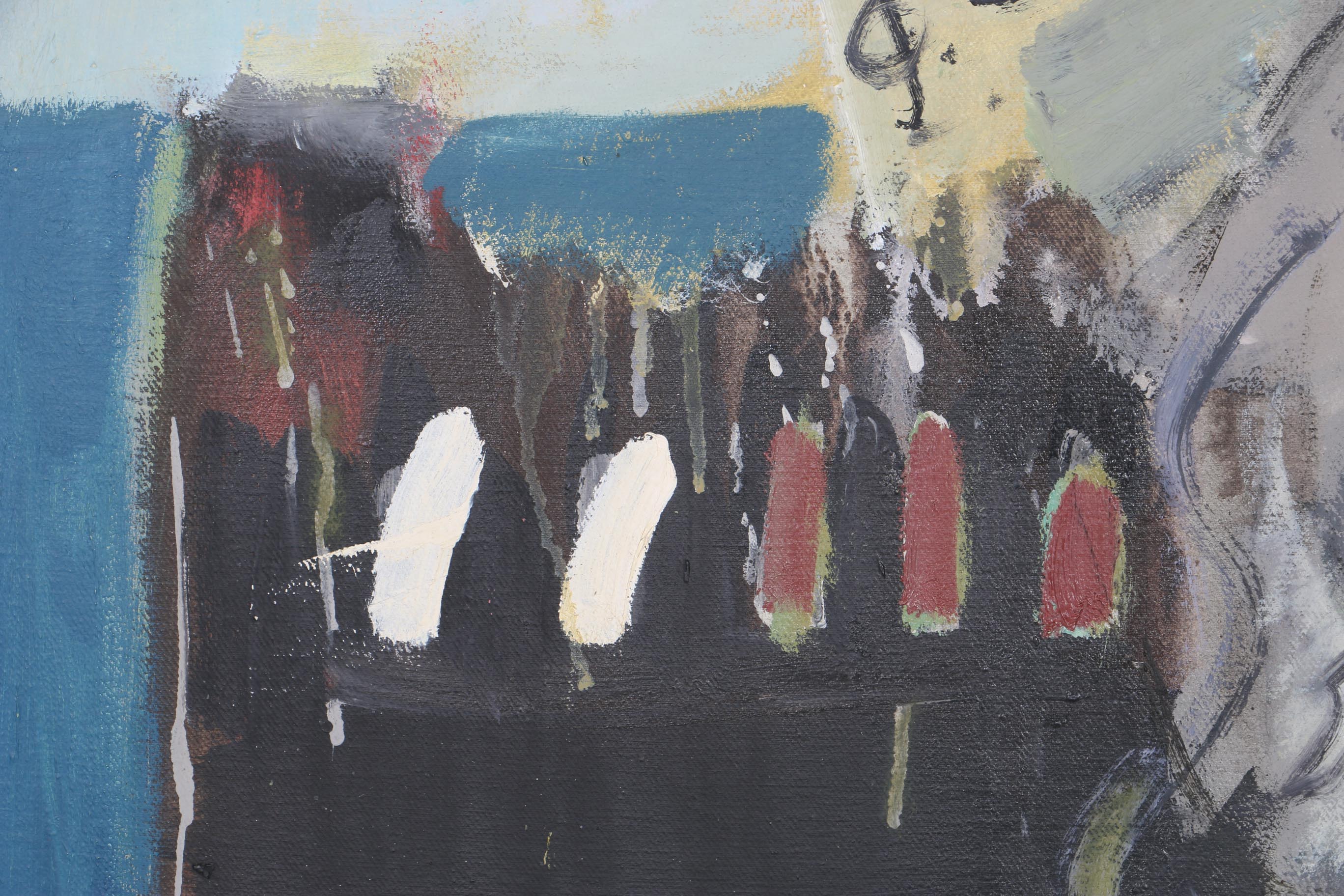 Moshe Rosenthalis Oil Painting on Canvas of A Figure by a Piano