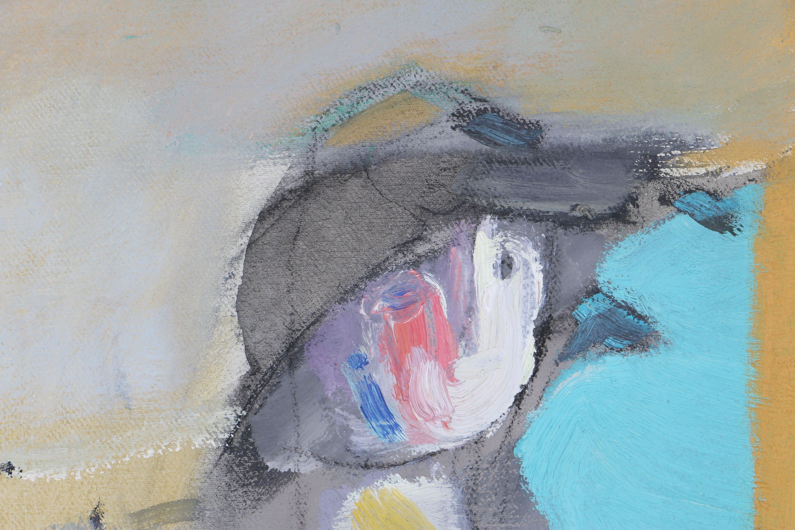 Moshe Rosenthalis Oil Painting on Canvas of A Figure by a Piano